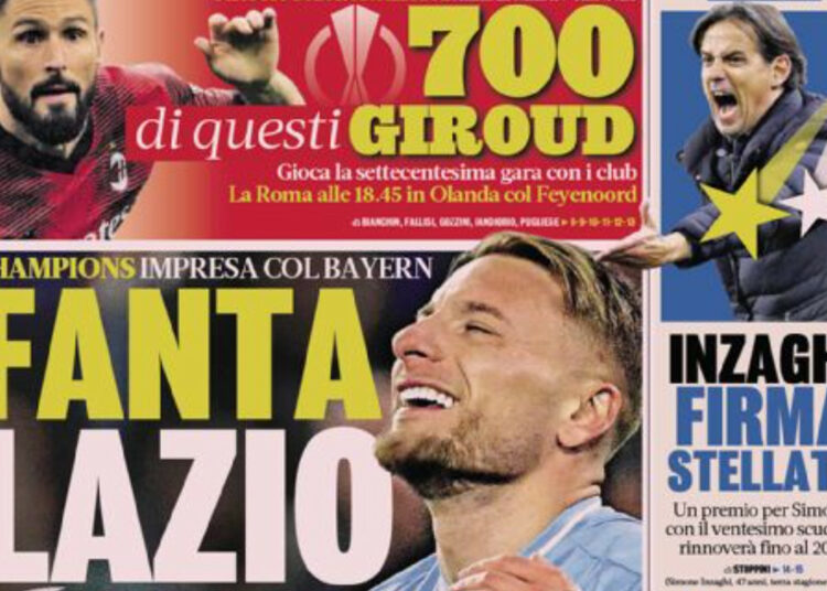 Documentos de hoy: Fantasy Lazio venció al Bayern, Bolonia cuarto, Giroud 700