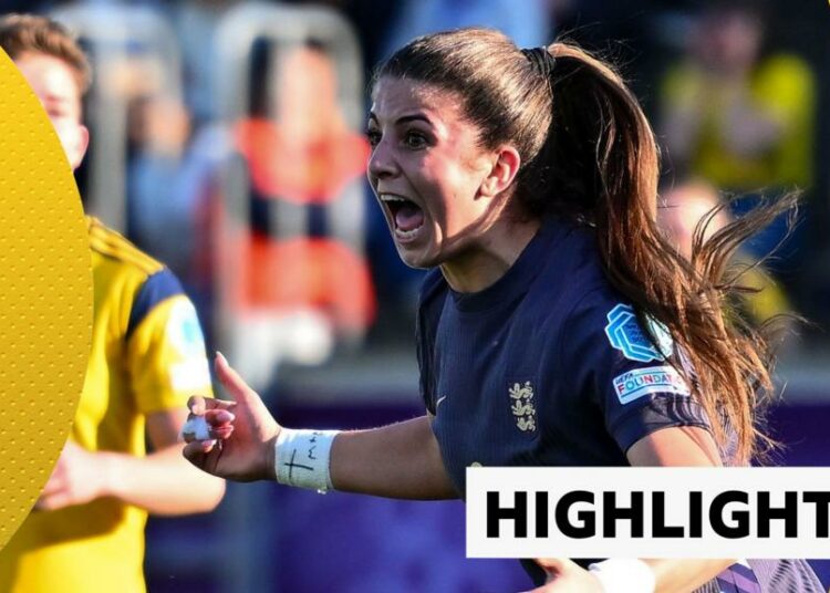 Isabella Fishers celebrates scoring for England