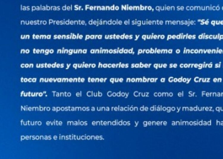 Fin para el cruce entre Godoy Cruz y Fernando Niembro :: Olé