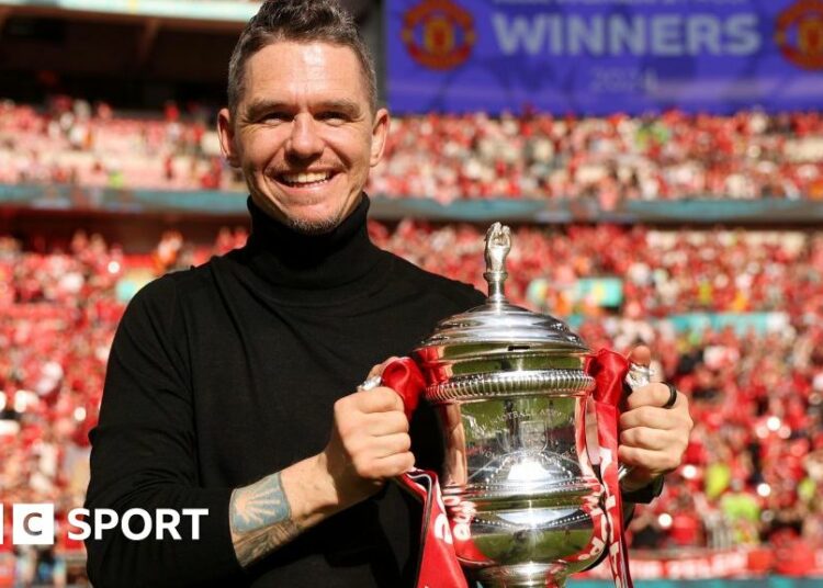 Manchester United lift the trophy at Wembley