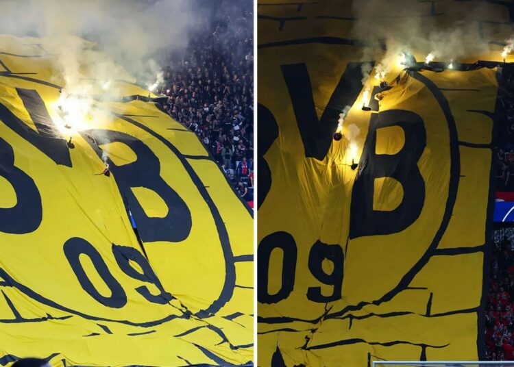 Mire cómo se enciende el tifo de los fanáticos del Dortmund después de las 'bengalas' antes de la semifinal de la Liga de Campeones contra el PSG
