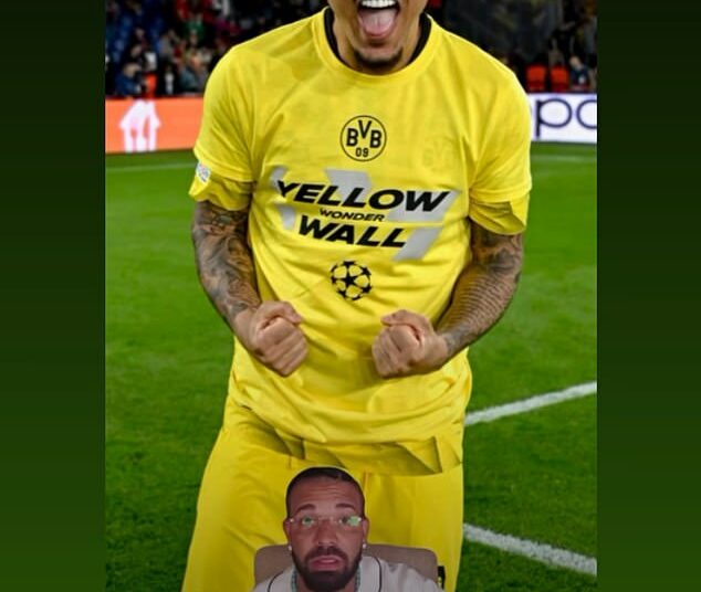 Jadon Sancho publicó un video de Drake hablando con sus enemigos con la leyenda '¡LOL FACTS!'