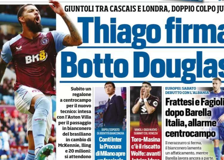 Douglas Luiz listo para la Juventus, el centrocampista italiano preocupa por la EURO 2024