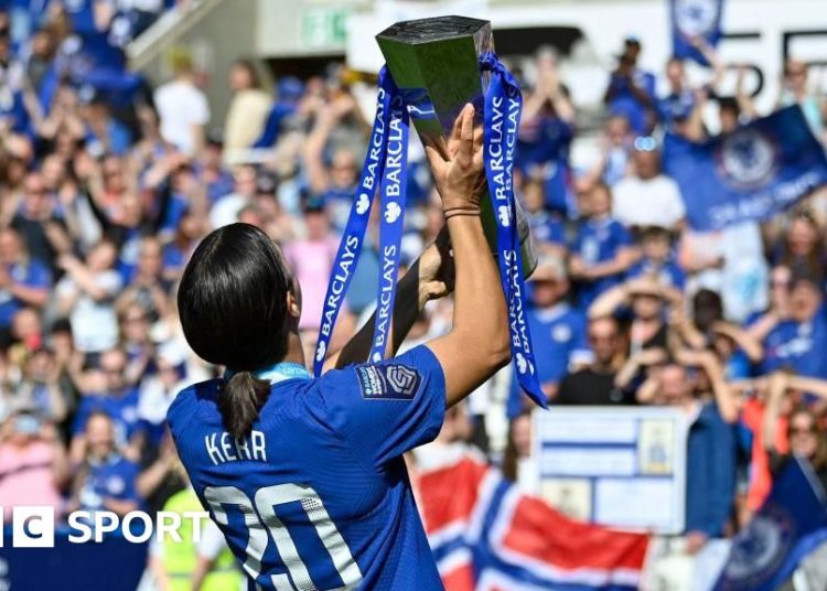 Sam Kerr with the WSL trophy