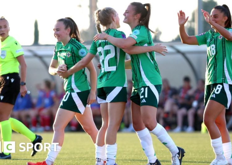 Northern Ireland celebrate the own goal