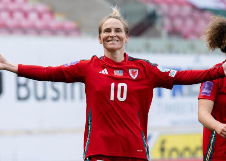 GOAL: Jess Fishlock scores a record breaking 45th goal for Wales