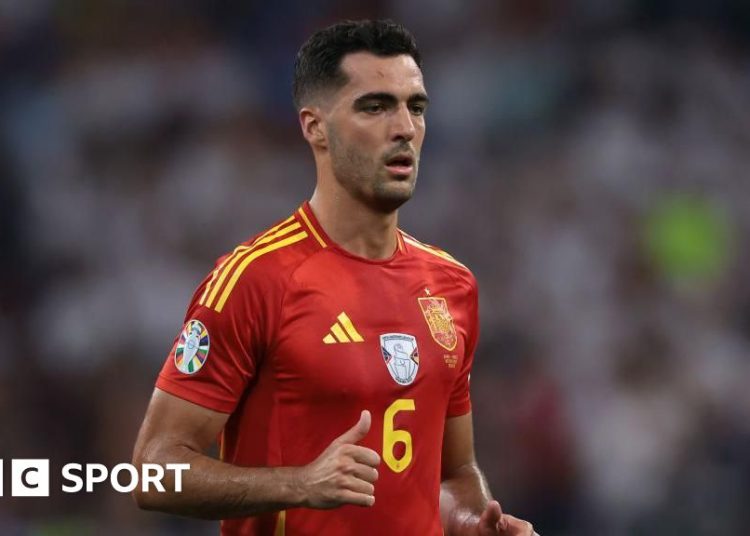 Spain midfielder Mikel Merino during Euro 2024