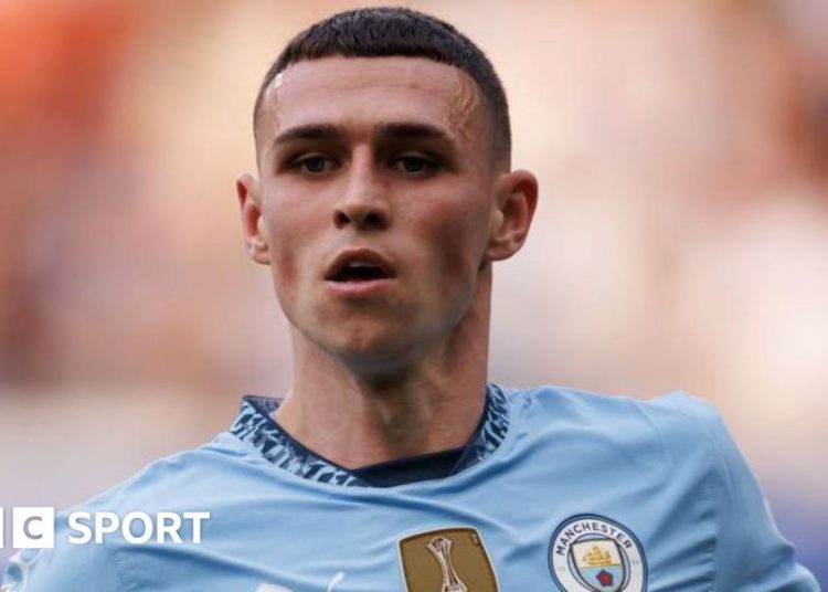 Phil Foden playing for Manchester City